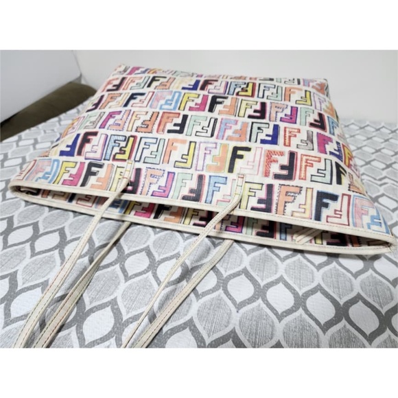 Authentic Fendi Multicolor Zucca Spalmati Roll Tote Bag - Picture 6 of 15